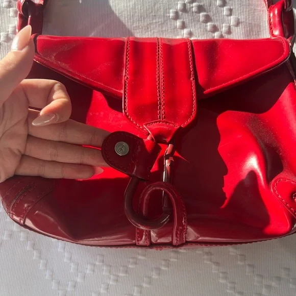 Donald J. Pliner Red Leather Shoulder Bag - Picture 3 of 7